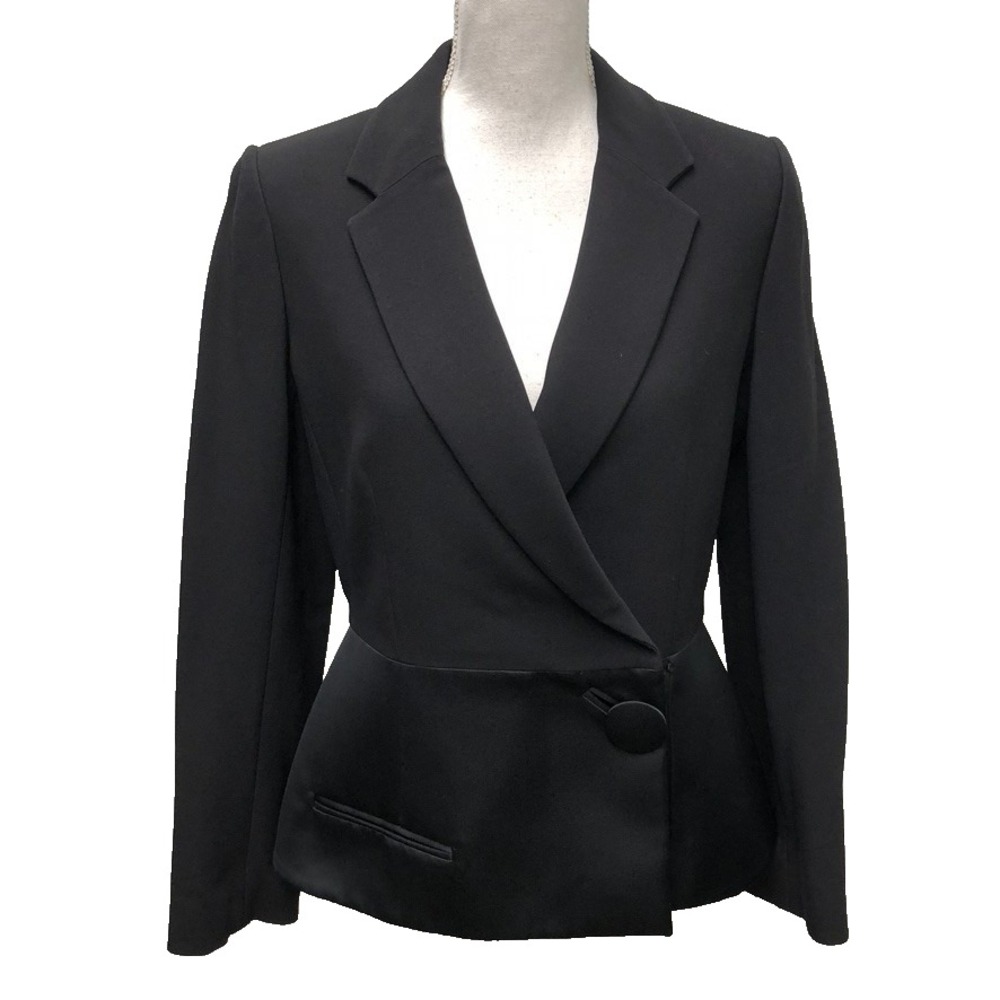 Balenciaga Fitted Peplum Blazer Jacket Womens 42 US 10 Black Career Business